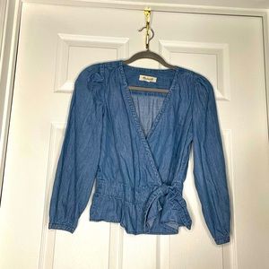 Madewell Chambray/Denim Wrap Top